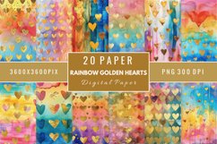 Rainbow Golden Hearts Digital Paper Bundle Product Image 1