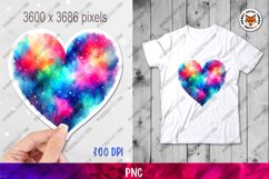 Rainbow Heart Sticker PNG, Watercolor Heart Sublimation Product Image 1