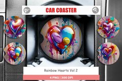 Car Coaster Rainbow Hearts Product Image 1
