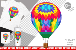 Rainbow Hot Air Balloon Clipart Product Image 1