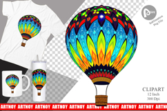 Rainbow Hot Air Balloon Clipart Product Image 1