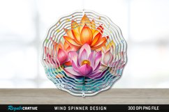 Rainbow Lotus Flower Wind Spinner Sublimation PNG Design Product Image 1