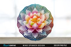 Rainbow Lotus Flower Wind Spinner Sublimation PNG Design Product Image 1