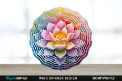 Rainbow Lotus Flower Wind Spinner Sublimation PNG Design Product Image 1