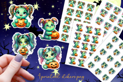 Halloween Stickers, neon cute monster Stickers Product Image 1