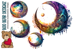 Watercolor Rainbow Moon Clipart Product Image 2