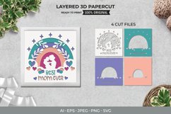 3D Shadowbox Papercut Lovely Rainbow with Best Mom Ever Text Product Image 1