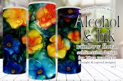 Alcohol Ink Tumbler, Rainbow Floral 20 oz Tumbler Design, 1 Product Image 1