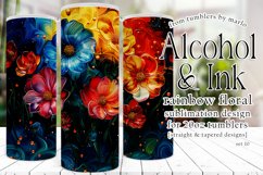 Alcohol Ink Tumbler, Rainbow Floral 20 oz Tumbler Design, 10 Product Image 1
