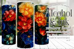 Alcohol Ink Tumbler, Rainbow Floral 20 oz Tumbler Design, 11 Product Image 1