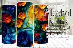 Alcohol Ink Tumbler, Rainbow Floral 20 oz Tumbler Design, 2 Product Image 1