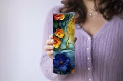 Alcohol Ink Tumbler, Rainbow Floral 20 oz Tumbler Design, 2 Product Image 3