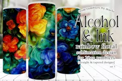 Alcohol Ink Tumbler, Rainbow Floral 20 oz Tumbler Design, 3 Product Image 1