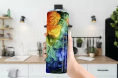 Alcohol Ink Tumbler, Rainbow Floral 20 oz Tumbler Design, 3 Product Image 3