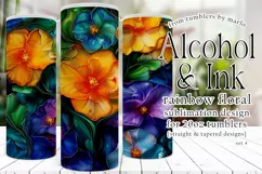 Alcohol Ink Tumbler, Rainbow Floral 20 oz Tumbler Design, 4 Product Image 1