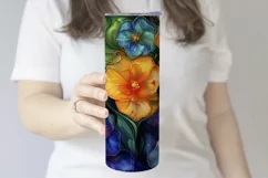 Alcohol Ink Tumbler, Rainbow Floral 20 oz Tumbler Design, 4 Product Image 3
