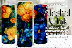 Alcohol Ink Tumbler, Rainbow Floral 20 oz Tumbler Design, 5 Product Image 1