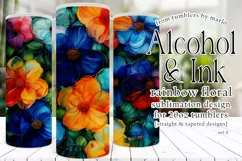Alcohol Ink Tumbler, Rainbow Floral 20 oz Tumbler Design, 6 Product Image 1