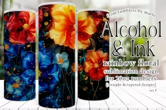 Alcohol Ink Tumbler, Rainbow Floral 20 oz Tumbler Design, 8 Product Image 1
