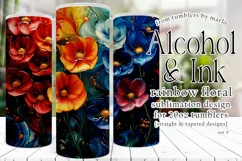 Alcohol Ink Tumbler, Rainbow Floral 20 oz Tumbler Design, 9 Product Image 1
