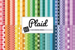 Rainbow plaid digital paper bundle with 60 checked and tartan patterns in 12x12 inches