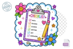 Rainbow School Checklist Clipboard Clipart PNG Design Product Image 1