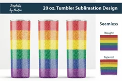 Rainbow Seamless 20 oz Skinny Tumbler Sublimation Wrap PNG