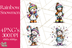 Whimsical Rainbow Snowmen PNG Clipart, Colorful Christmas Product Image 1