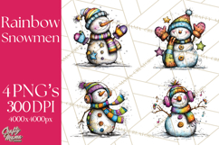 Whimsical Rainbow Snowmen PNG Clipart, Colorful Christmas Product Image 1