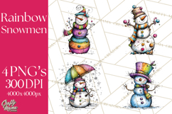 Whimsical Rainbow Snowmen PNG Clipart, Colorful Christmas Product Image 1