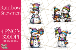 Whimsical Rainbow Snowmen PNG Clipart, Colorful Christmas Product Image 1