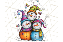 Whimsical Rainbow Snowmen PNG Clipart, Colorful Christmas Product Image 2