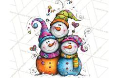 Whimsical Rainbow Snowmen PNG Clipart, Colorful Christmas Product Image 2