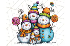 Whimsical Rainbow Snowmen PNG Clipart, Colorful Christmas Product Image 3