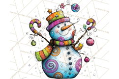 Whimsical Rainbow Snowmen PNG Clipart, Colorful Christmas Product Image 4