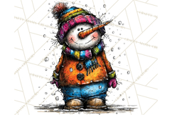 Whimsical Rainbow Snowmen PNG Clipart, Colorful Christmas Product Image 5