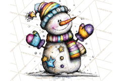 Whimsical Rainbow Snowmen PNG Clipart, Colorful Christmas Product Image 2