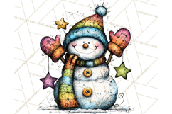 Whimsical Rainbow Snowmen PNG Clipart, Colorful Christmas Product Image 3