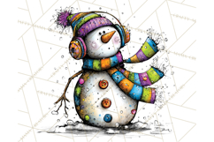 Whimsical Rainbow Snowmen PNG Clipart, Colorful Christmas Product Image 4