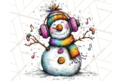 Whimsical Rainbow Snowmen PNG Clipart, Colorful Christmas Product Image 5