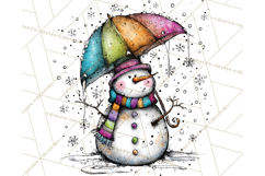 Whimsical Rainbow Snowmen PNG Clipart, Colorful Christmas Product Image 4