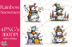 Whimsical Rainbow Snowmen PNG Clipart, Colorful Christmas Product Image 1