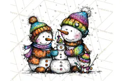 Whimsical Rainbow Snowmen PNG Clipart, Colorful Christmas Product Image 3