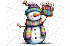 Whimsical Rainbow Snowmen PNG Clipart, Colorful Christmas Product Image 4