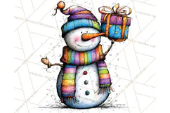 Whimsical Rainbow Snowmen PNG Clipart, Colorful Christmas Product Image 4
