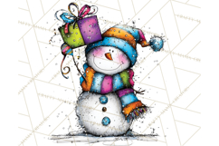Whimsical Rainbow Snowmen PNG Clipart, Colorful Christmas Product Image 5