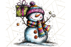 Whimsical Rainbow Snowmen PNG Clipart, Colorful Christmas Product Image 2