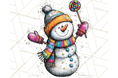 Whimsical Rainbow Snowmen PNG Clipart, Colorful Christmas Product Image 3