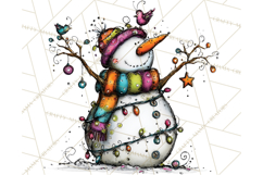 Whimsical Rainbow Snowmen PNG Clipart, Colorful Christmas Product Image 2