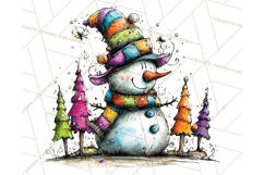 Whimsical Rainbow Snowmen PNG Clipart, Colorful Christmas Product Image 3